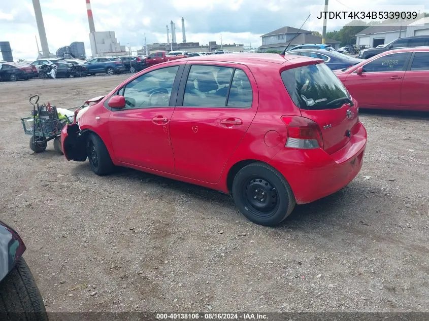 2011 Toyota Yaris VIN: JTDKT4K34B5339039 Lot: 40138106