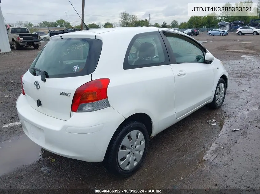 2011 Toyota Yaris VIN: JTDJT4K33B5333521 Lot: 40466392