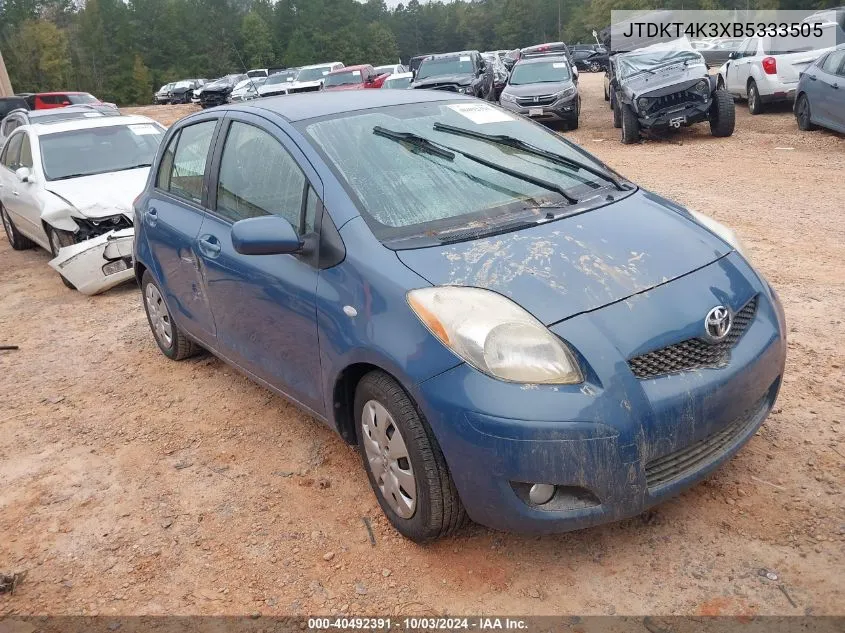 2011 Toyota Yaris VIN: JTDKT4K3XB5333505 Lot: 40492391