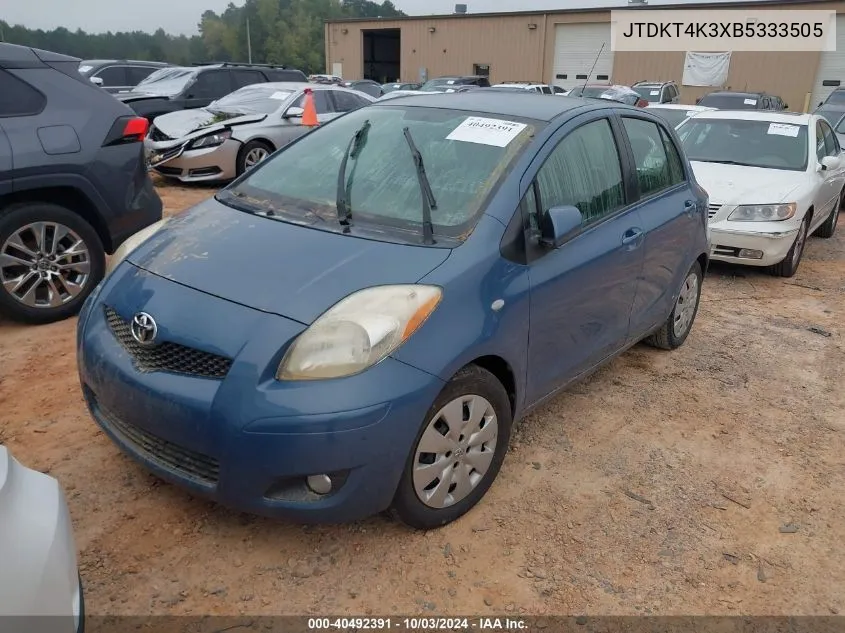 2011 Toyota Yaris VIN: JTDKT4K3XB5333505 Lot: 40492391