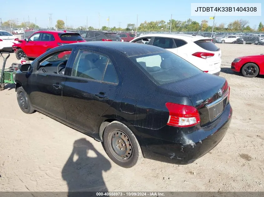 2011 Toyota Yaris VIN: JTDBT4K33B1404308 Lot: 40558973