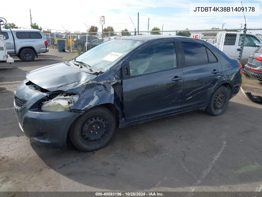 2011 Toyota Yaris VIN: JTDBT4K38B1409178 Lot: 40593196