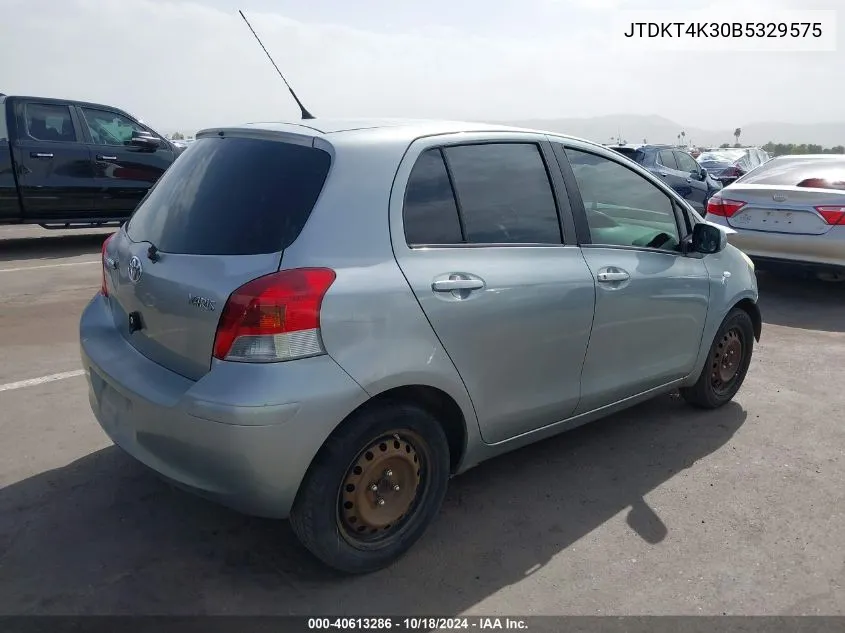 2011 Toyota Yaris VIN: JTDKT4K30B5329575 Lot: 40613286