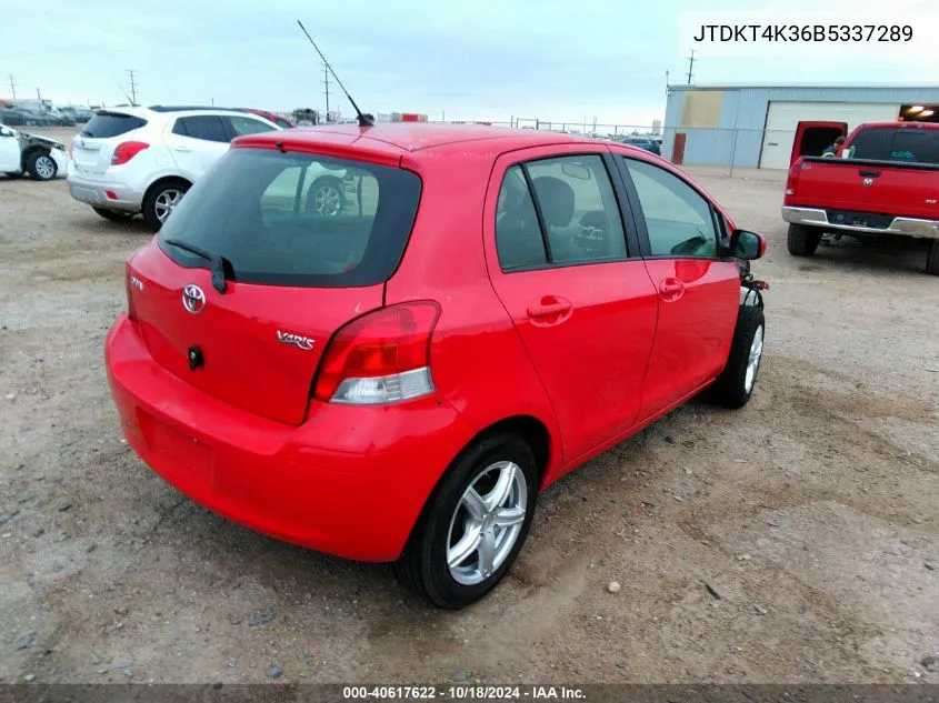 2011 Toyota Yaris Base (A4) VIN: JTDKT4K36B5337289 Lot: 40617622