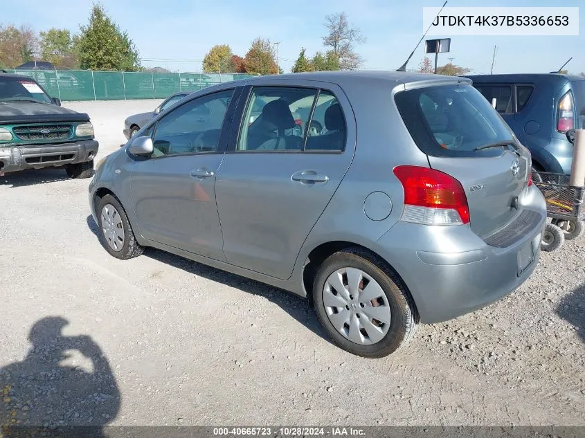 2011 Toyota Yaris VIN: JTDKT4K37B5336653 Lot: 40665723