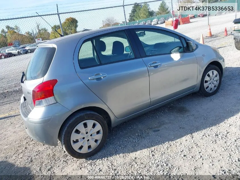 2011 Toyota Yaris VIN: JTDKT4K37B5336653 Lot: 40665723