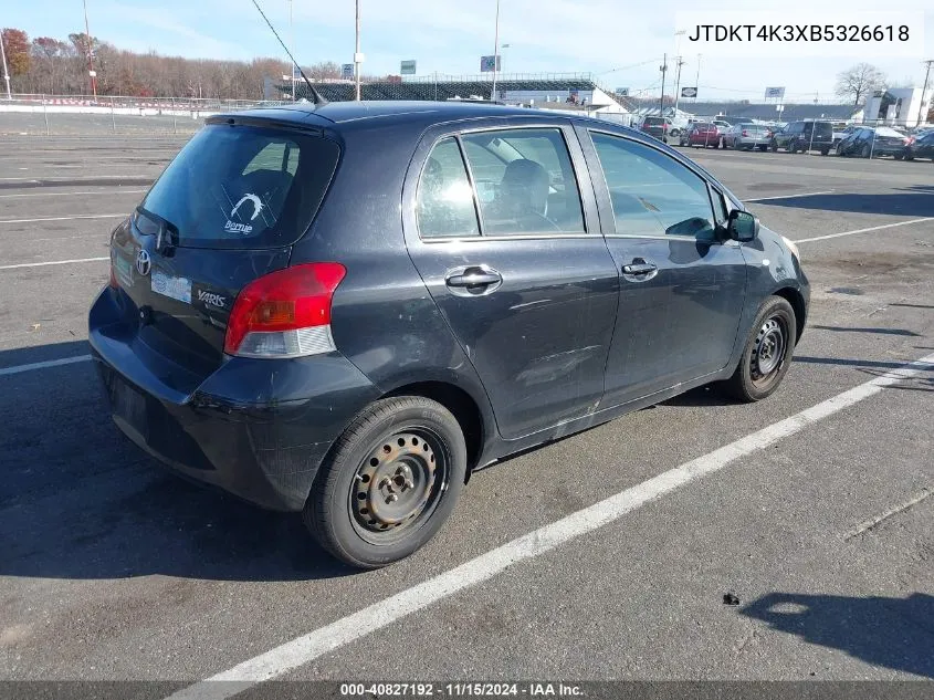 2011 Toyota Yaris VIN: JTDKT4K3XB5326618 Lot: 40827192