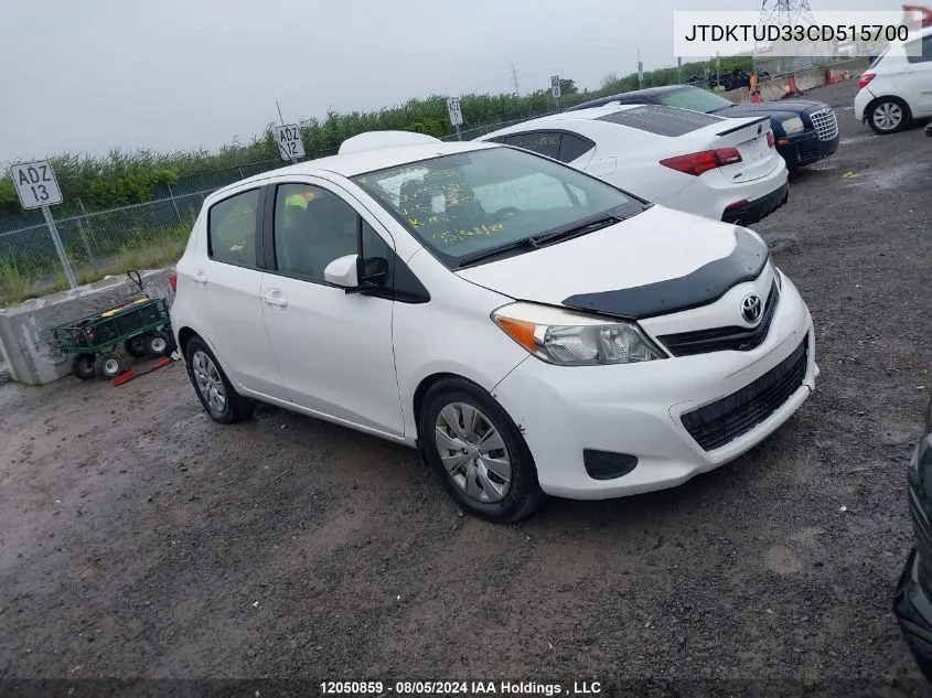 2012 Toyota Yaris VIN: JTDKTUD33CD515700 Lot: 12050859