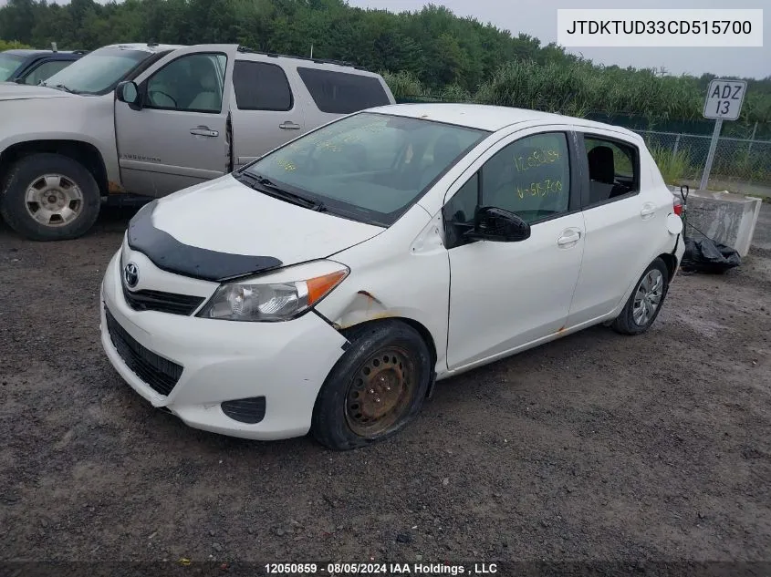 2012 Toyota Yaris VIN: JTDKTUD33CD515700 Lot: 12050859