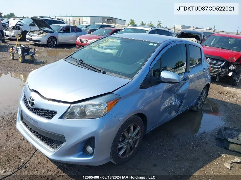 2012 Toyota Yaris VIN: JTDKTUD37CD522021 Lot: 12065400