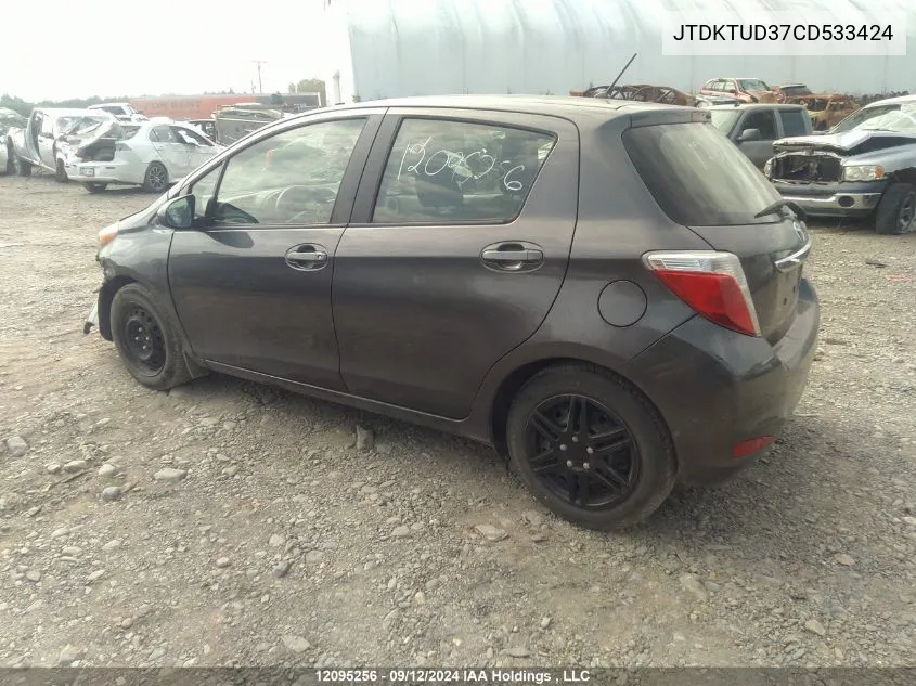 2012 Toyota Yaris Le VIN: JTDKTUD37CD533424 Lot: 12095256