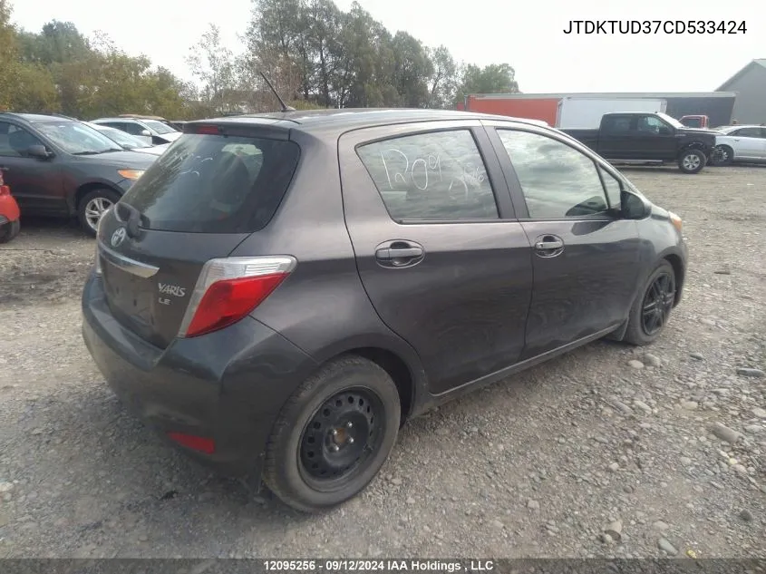 JTDKTUD37CD533424 2012 Toyota Yaris Le