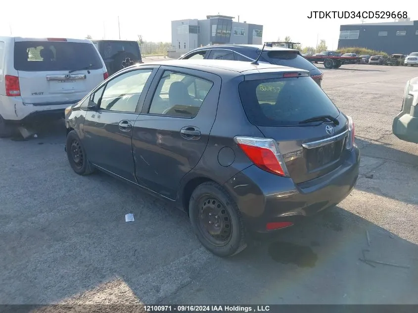 2012 Toyota Yaris VIN: JTDKTUD34CD529668 Lot: 12100971