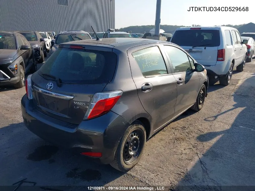 2012 Toyota Yaris VIN: JTDKTUD34CD529668 Lot: 12100971