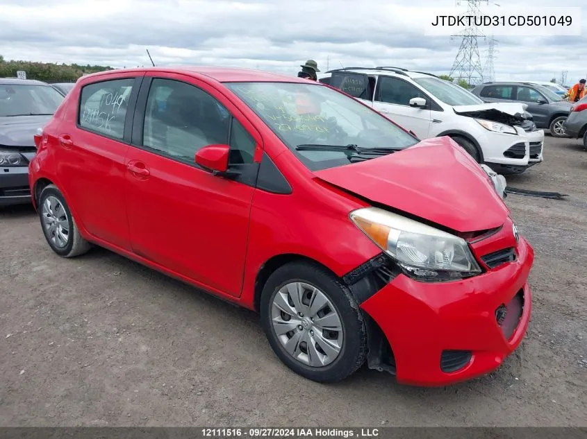 2012 Toyota Yaris VIN: JTDKTUD31CD501049 Lot: 12111516