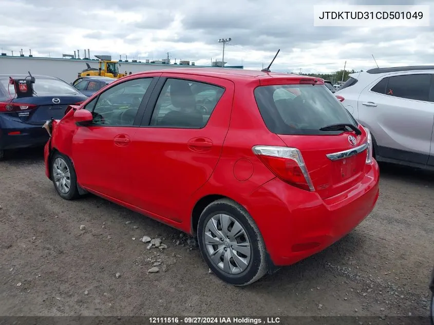 2012 Toyota Yaris VIN: JTDKTUD31CD501049 Lot: 12111516