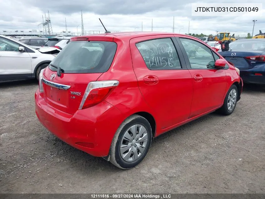 2012 Toyota Yaris VIN: JTDKTUD31CD501049 Lot: 12111516