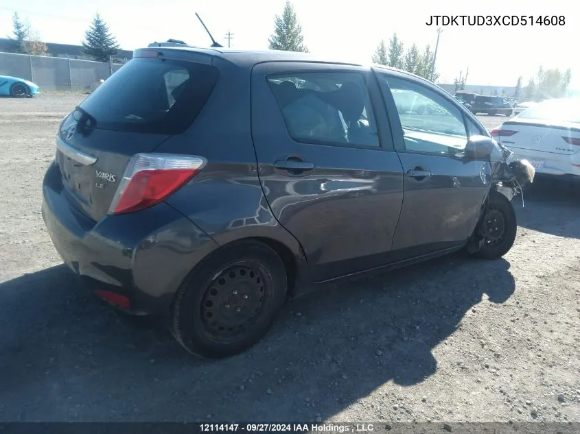 JTDKTUD3XCD514608 2012 Toyota Yaris