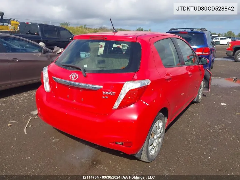 2012 Toyota Yaris Le VIN: JTDKTUD30CD528842 Lot: 12114734