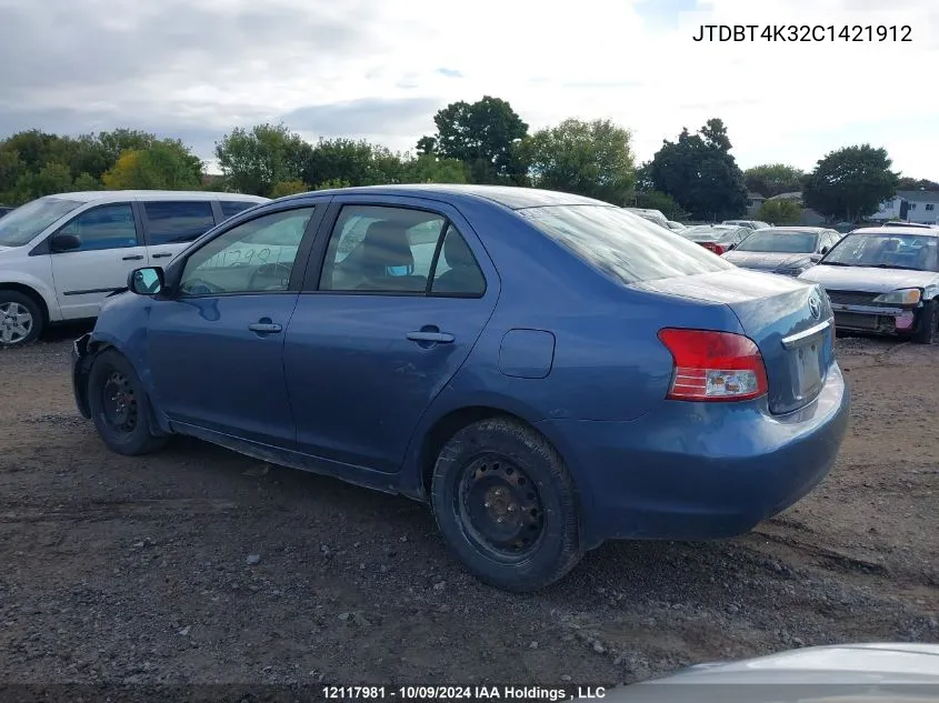 2012 Toyota Yaris VIN: JTDBT4K32C1421912 Lot: 12117981