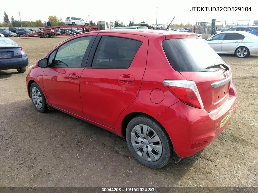 2012 Toyota Yaris VIN: JTDKTUD32CD529104 Lot: 30044208