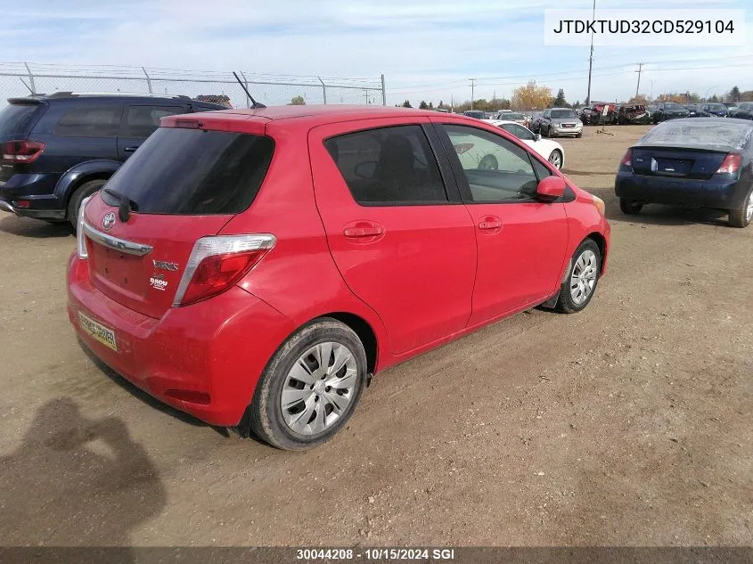 2012 Toyota Yaris VIN: JTDKTUD32CD529104 Lot: 30044208