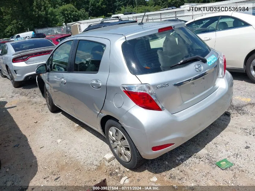 2012 Toyota Yaris L VIN: JTDKTUD35CD536984 Lot: 39827584