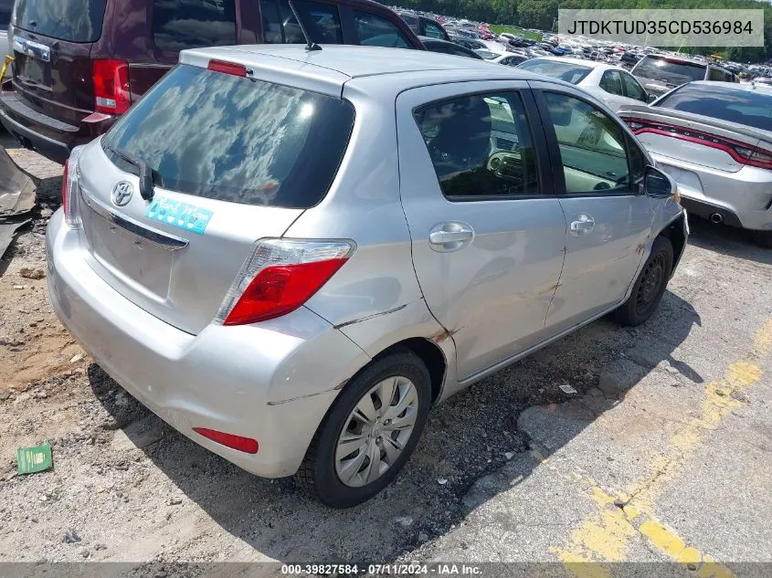 2012 Toyota Yaris L VIN: JTDKTUD35CD536984 Lot: 39827584