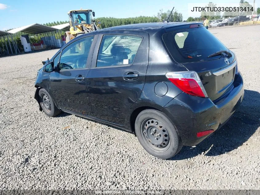 2012 Toyota Yaris Le VIN: JTDKTUD33CD513414 Lot: 39990554