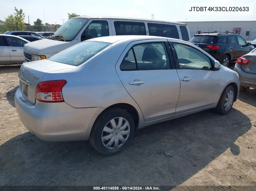 2012 Toyota Yaris VIN: JTDBT4K33CL020633 Lot: 40114559