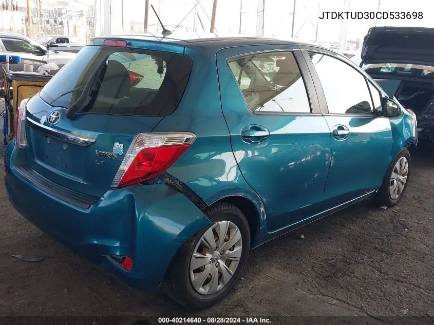 JTDKTUD30CD533698 2012 Toyota Yaris Le