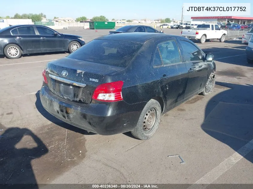 JTDBT4K37CL017752 2012 Toyota Yaris