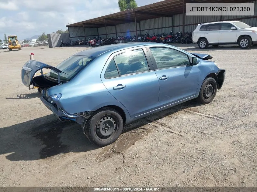 2012 Toyota Yaris VIN: JTDBT4K39CL023360 Lot: 40348011