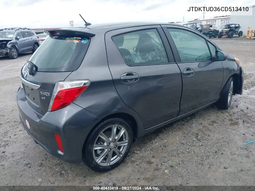 2012 Toyota Yaris Se VIN: JTDKTUD36CD513410 Lot: 40433418