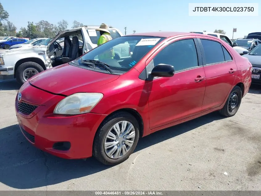 JTDBT4K30CL023750 2012 Toyota Yaris