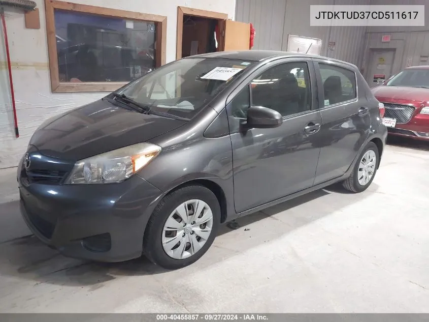 2012 Toyota Yaris Le VIN: JTDKTUD37CD511617 Lot: 40455857