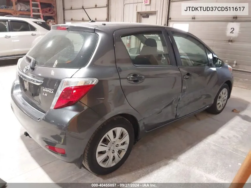 2012 Toyota Yaris Le VIN: JTDKTUD37CD511617 Lot: 40455857