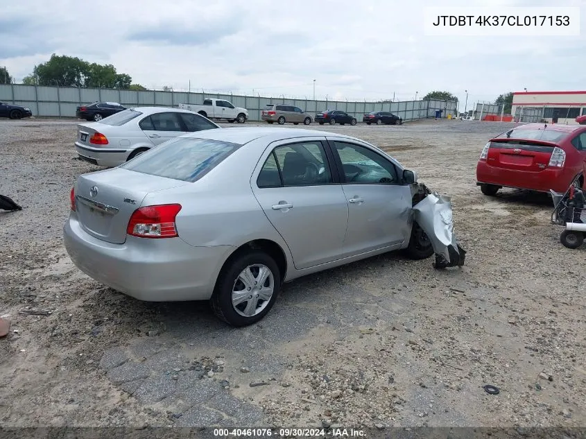 2012 Toyota Yaris VIN: JTDBT4K37CL017153 Lot: 40461076