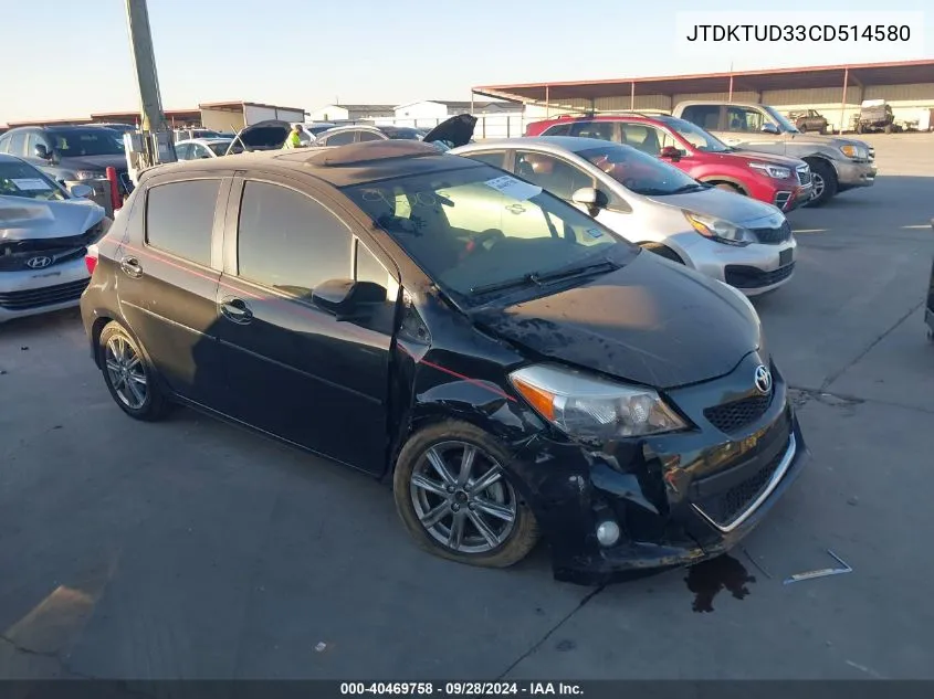 2012 Toyota Yaris VIN: JTDKTUD33CD514580 Lot: 40469758