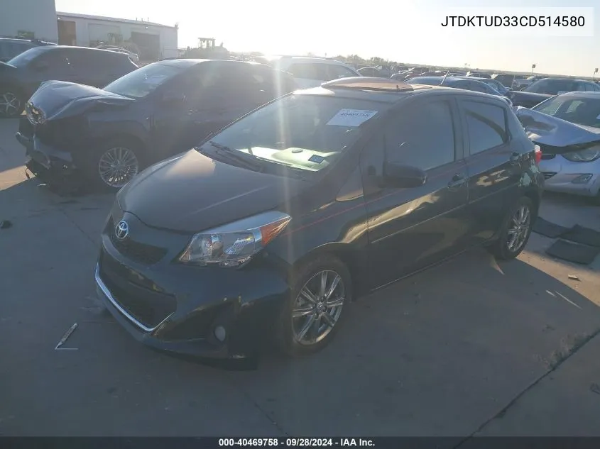 JTDKTUD33CD514580 2012 Toyota Yaris