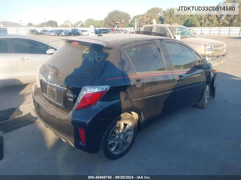 2012 Toyota Yaris VIN: JTDKTUD33CD514580 Lot: 40469758