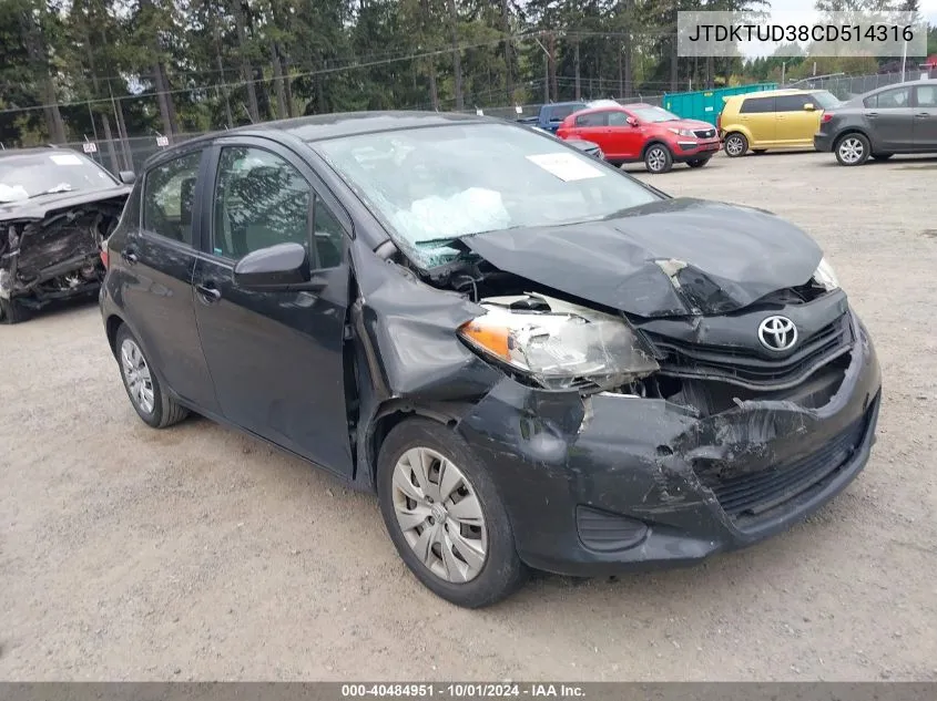 JTDKTUD38CD514316 2012 Toyota Yaris Le