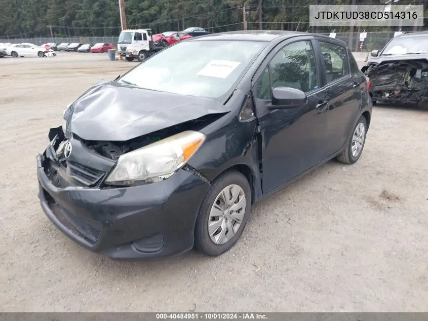 JTDKTUD38CD514316 2012 Toyota Yaris Le