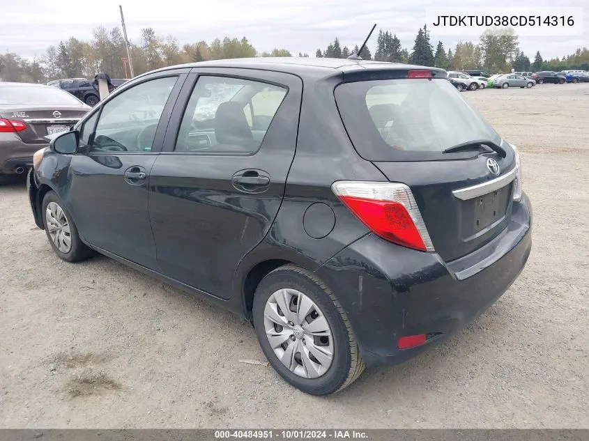 JTDKTUD38CD514316 2012 Toyota Yaris Le