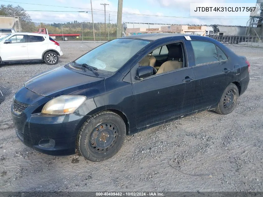 2012 Toyota Yaris VIN: JTDBT4K31CL017567 Lot: 40499462