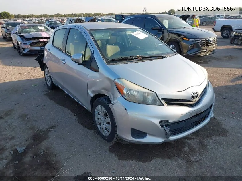 2012 Toyota Yaris VIN: JTDKTUD3XCD516567 Lot: 40569256