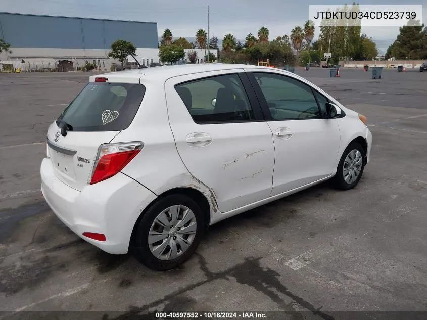 2012 Toyota Yaris Le VIN: JTDKTUD34CD523739 Lot: 40597552