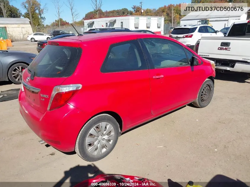 2012 Toyota Yaris VIN: JTDJTUD37CD500676 Lot: 40686339