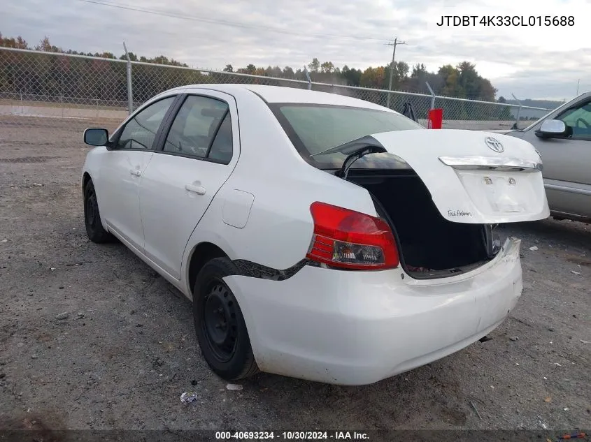 2012 Toyota Yaris VIN: JTDBT4K33CL015688 Lot: 40693234