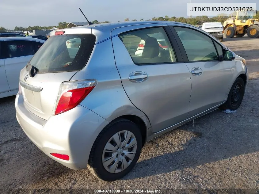 2012 Toyota Yaris L VIN: JTDKTUD33CD531072 Lot: 40733990